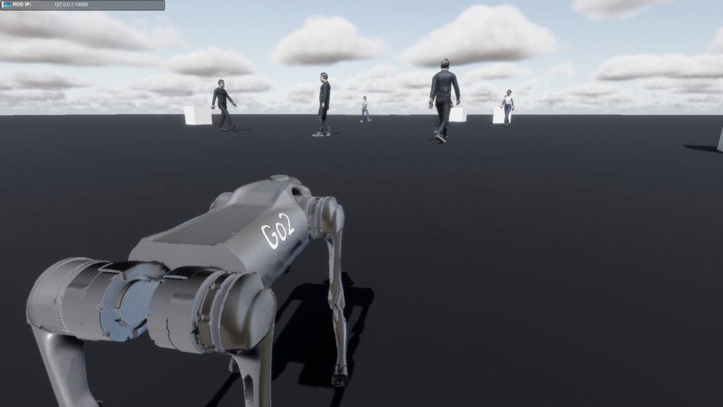 Go2 quadruped in a generated world